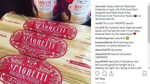 Sam's Club 'National Pasta Day' Instagram Update