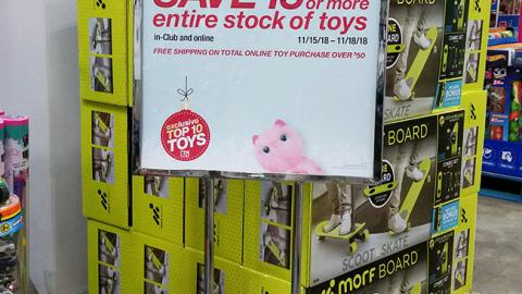 BJ's 'Top 10 Toys' Stanchion Sign