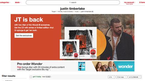 Target Justin Timberlake 'Man in the Woods' Page