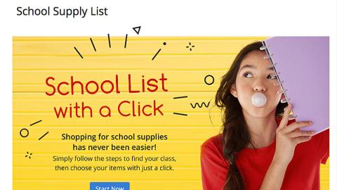 Office Depot 'School List with a Click' Web Page