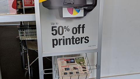Staples 'Fall Printing Event' Stanchion Sign
