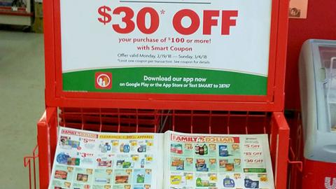 Family Dollar 'Save More with Your Tax Refund' Rack Sign