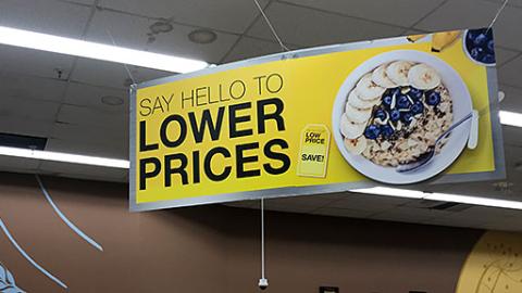 Smith's 'Say Hello to Lower Prices' Ceiling Sign