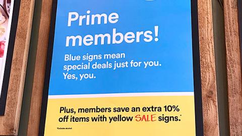 Whole Foods 'Prime Member Deals' Framed Sign