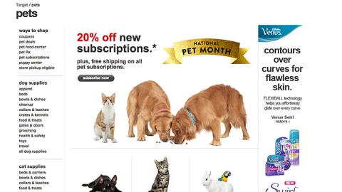 Target.com Pets Page