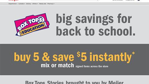 Meijer 'Big Savings for Back to School' Web Page