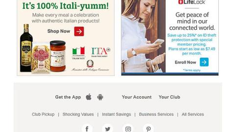 Sam's Club Member's Mark 'It’s 100% Itali-Yumm' Email Ad