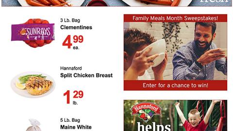 Hannaford 'Family Meals Month Sweepstakes' Email Ad