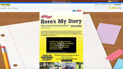 Dollar General Kellogg 'Here's My Story' Web Page