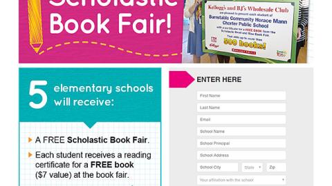 Kellogg's BJ's 'Free Scholastic Book Fair' Web Page