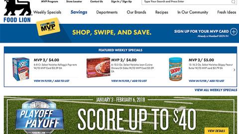 Food Lion 'Playoff Payoff' Leaderboard Ad
