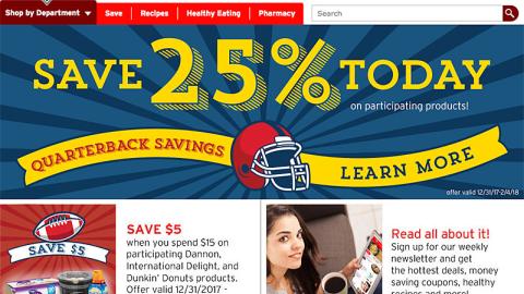 Hannaford 'Quarterback Savings' Leaderboard Ad