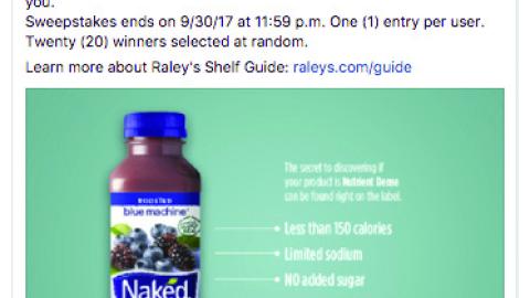 Raley's Naked Juice 'Shelf Guide' Facebook Update 