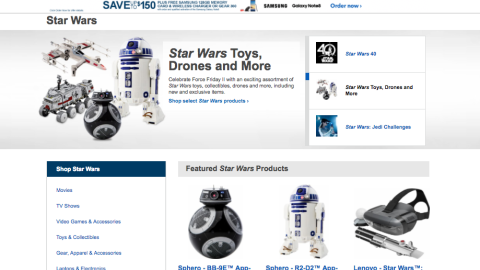 Best Buy Star Wars E-Commerce Page