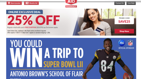 Rite Aid P&G 'You Could Win a Trip' Home Page Ad