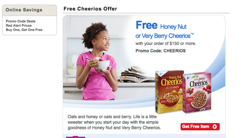 Jewel-Osco 'Free Cheerios Offer' Web Page