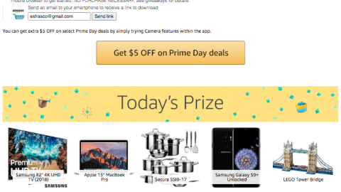 Amazon App 'Prime Day' Giveaway Page