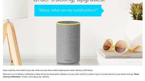 Amazon Alexa 'Enable Delivery Notifications' Web Page