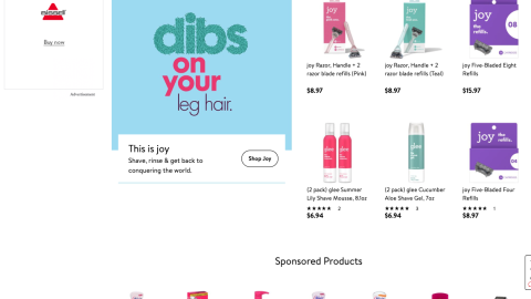Joy Walmart 'Dibs on Your Leg Hair' Display Ad