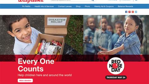 Walgreens.com 'Red Nose Day' Landing Page