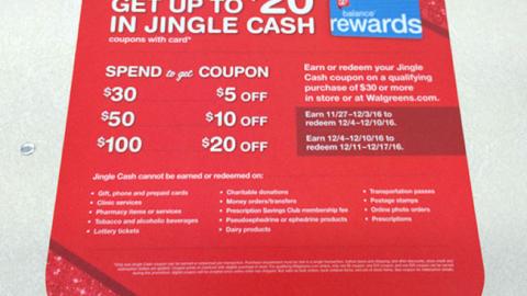 Walgreens 'Jingle Cash' Counter Cling