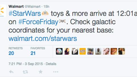 Walmart Star Wars 'Force Friday' Tweet
