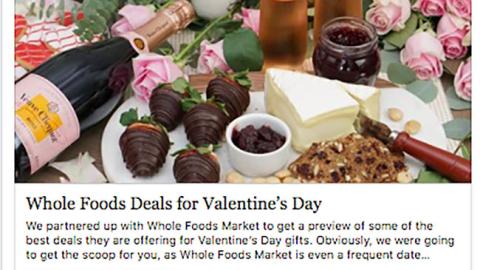 Whole Foods 'Woo Your Valentine' Facebook Update