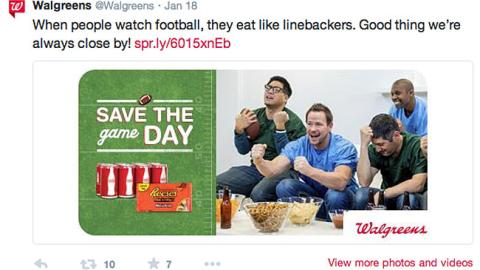 Walgreens Multi-Brand 'Game Day' Tweet